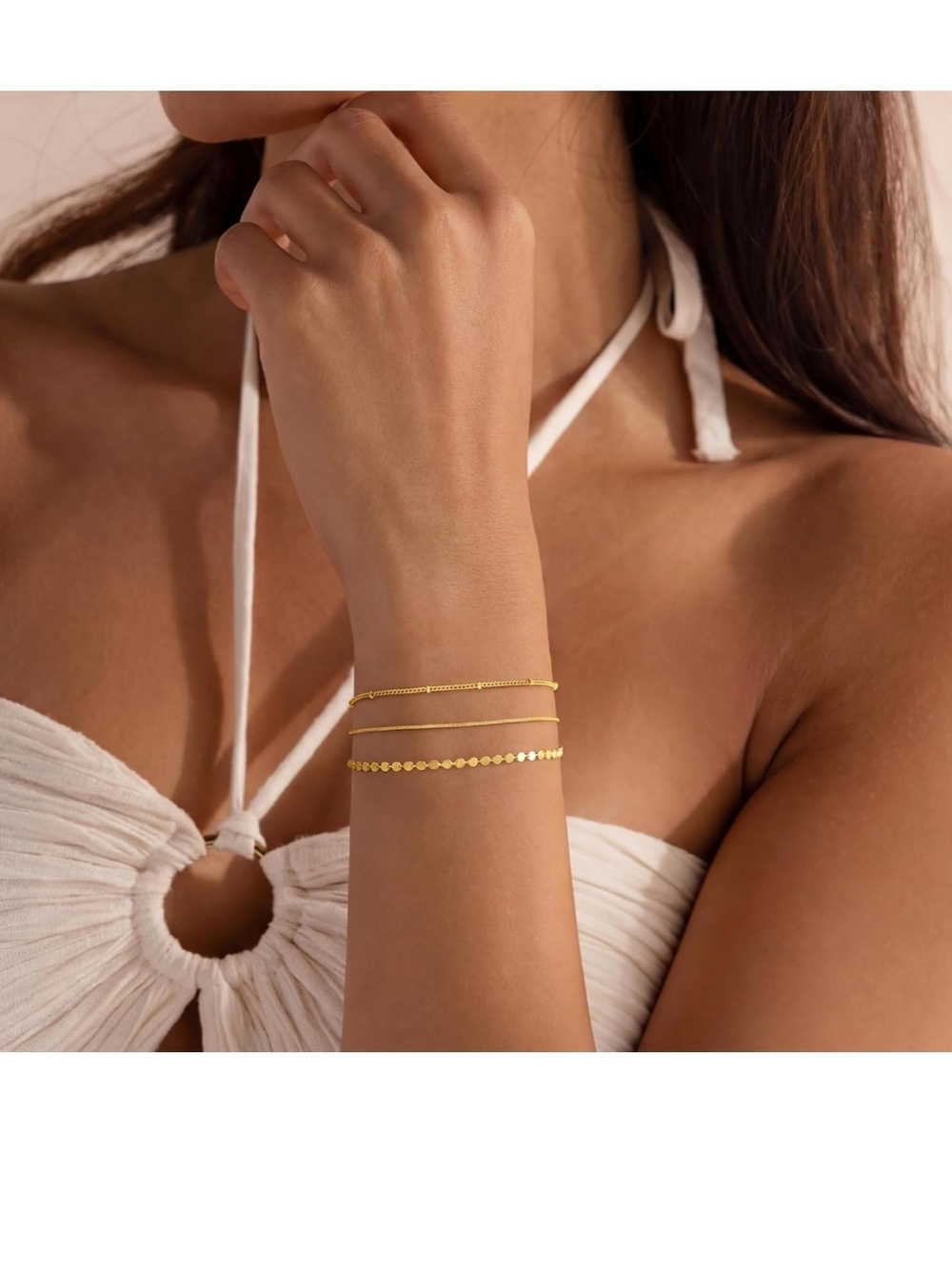 Gold Layered Bracelet Set for Women - Elegant Stacking Chains - Picture 7 of 7